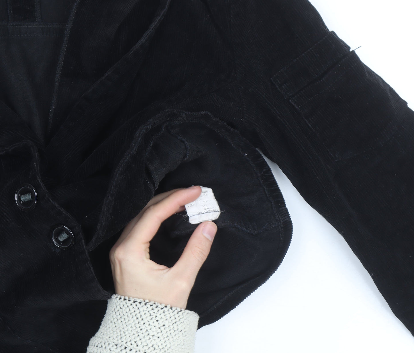 LJR Womens Black Corduroy Blazer Jacket Size 12 Classic Style