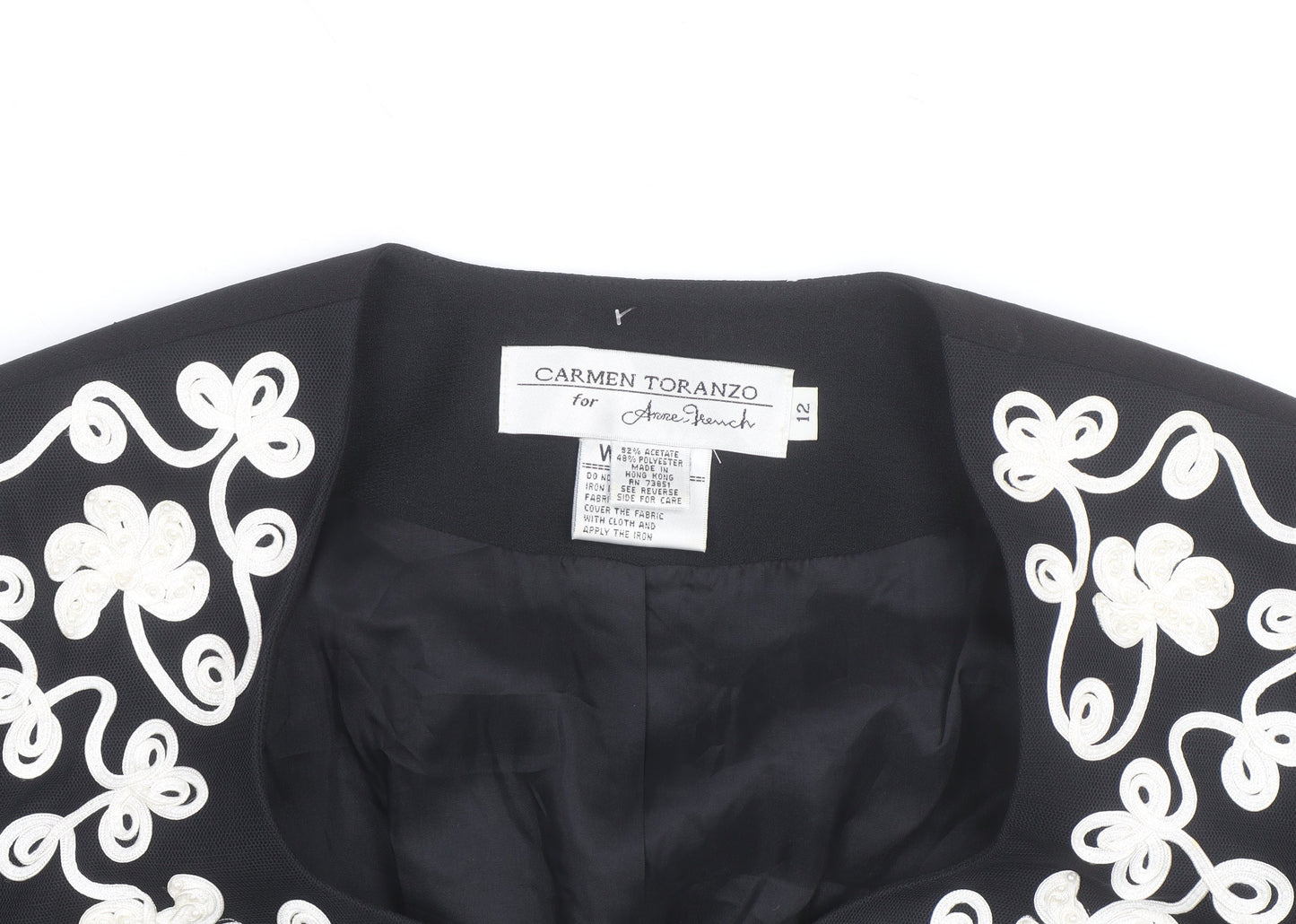 Carmen Toranzo Black Embroidered Blazer Women’s Size 12 Formal Jacket