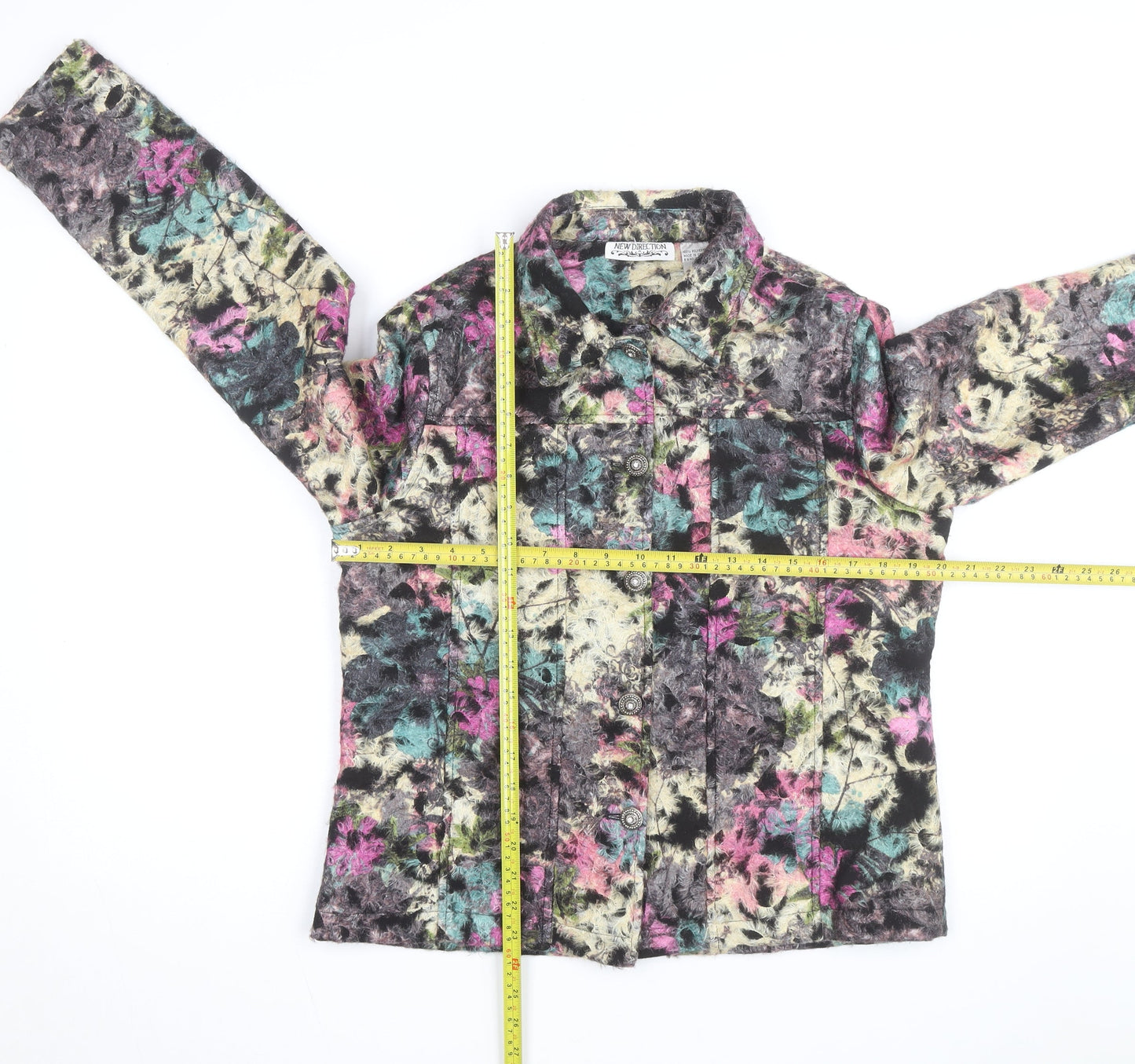 New Direction Women Multicoloured Floral Button Jacket Size M