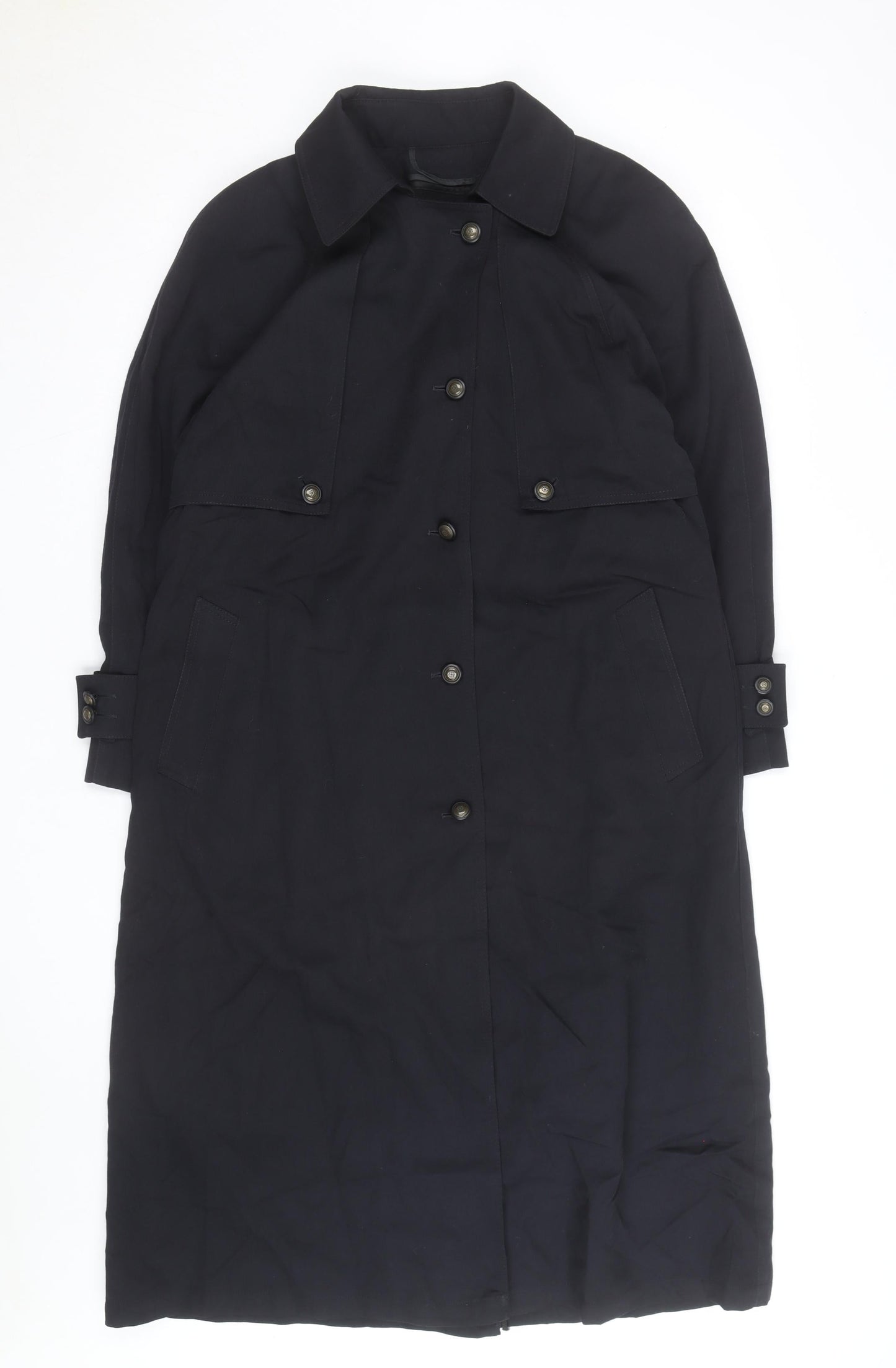 London Fog Women's Black Trench Coat Size 6 Regular Long Lined Classic Style