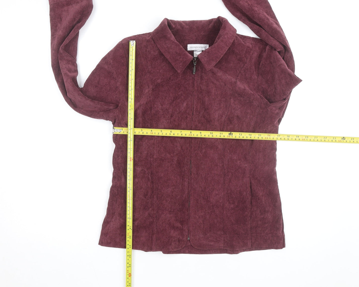 Christopher & Banks Women's Red Corduroy Zip Jacket Size S