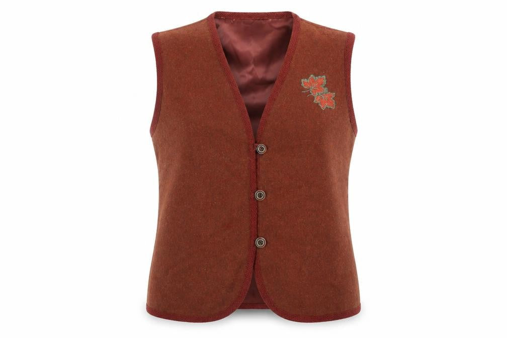 P.S. Sport Collection Women's Brown Wool Blend Embroidered Waistcoat Size 12