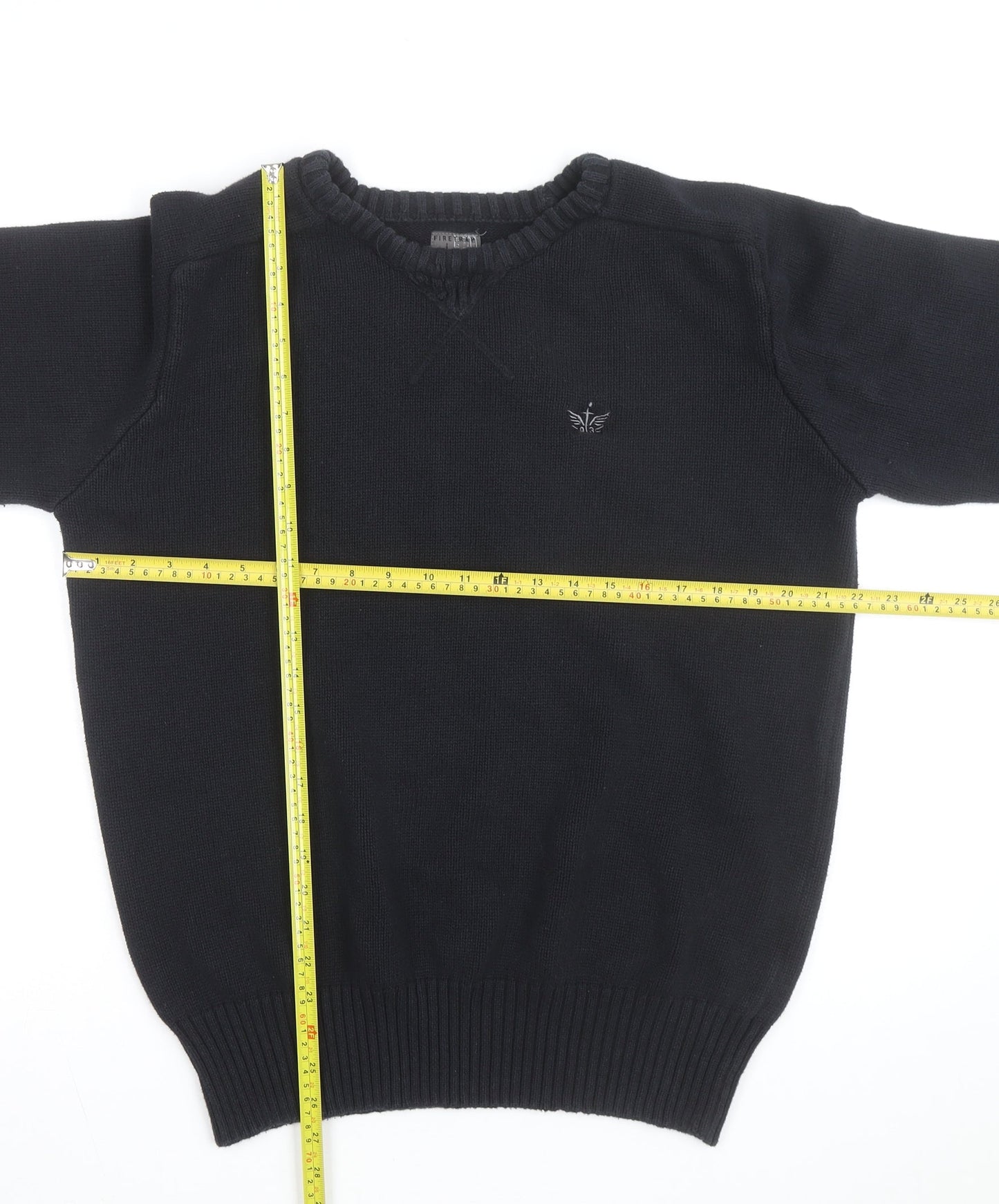 Firetrap Men's Black 3XL Crew Neck Cotton Pullover Jumper