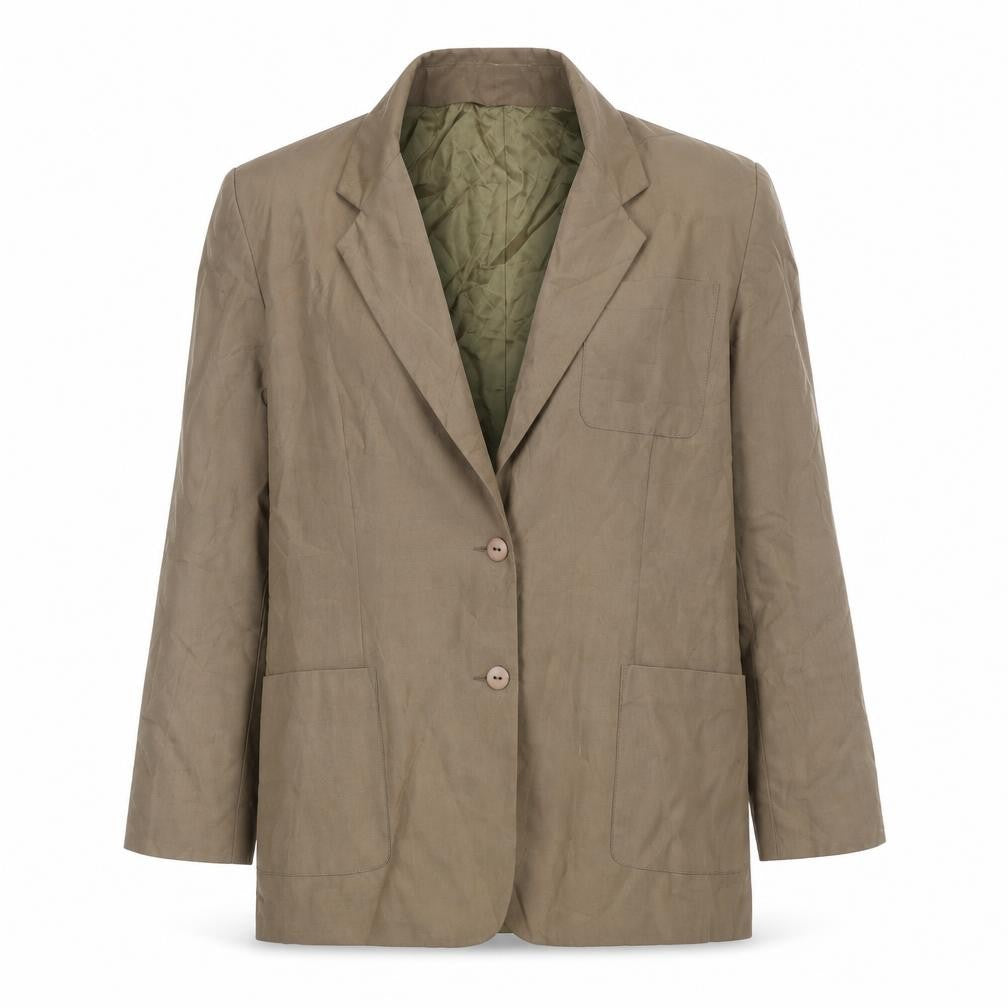 Tracy M Unisex Brown Silk Lined Mid-Length Blazer M