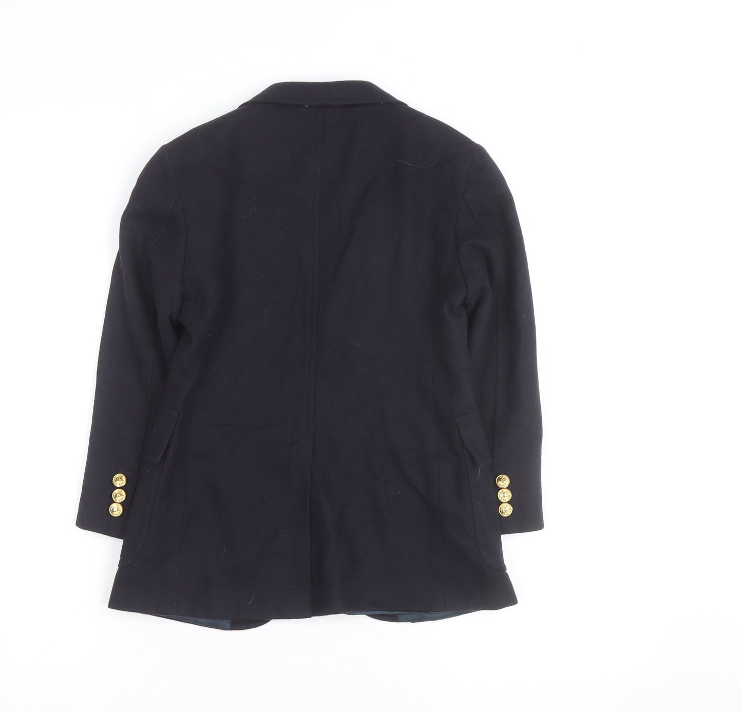 Ralph Lauren Women Blue Wool Blazer Size 10 Classic Single-Breasted Jacket