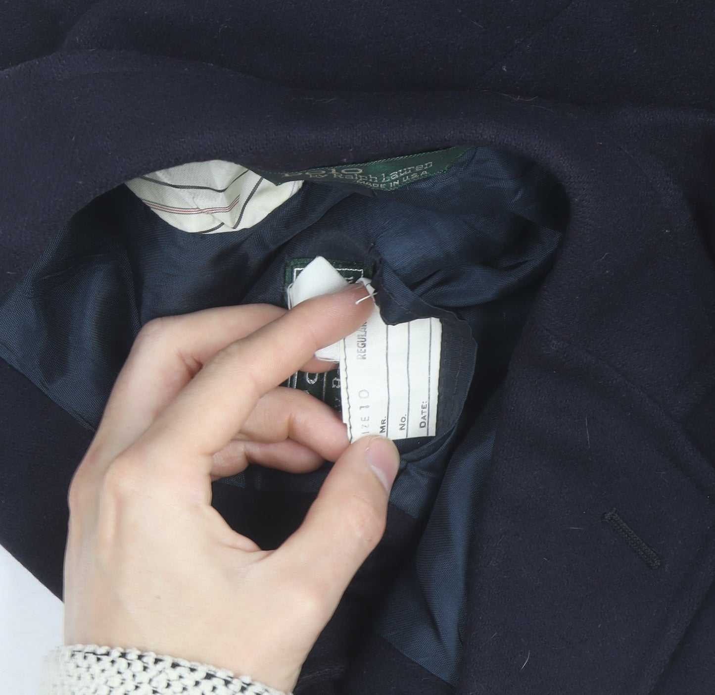 Ralph Lauren Women Blue Wool Blazer Size 10 Classic Single-Breasted Jacket