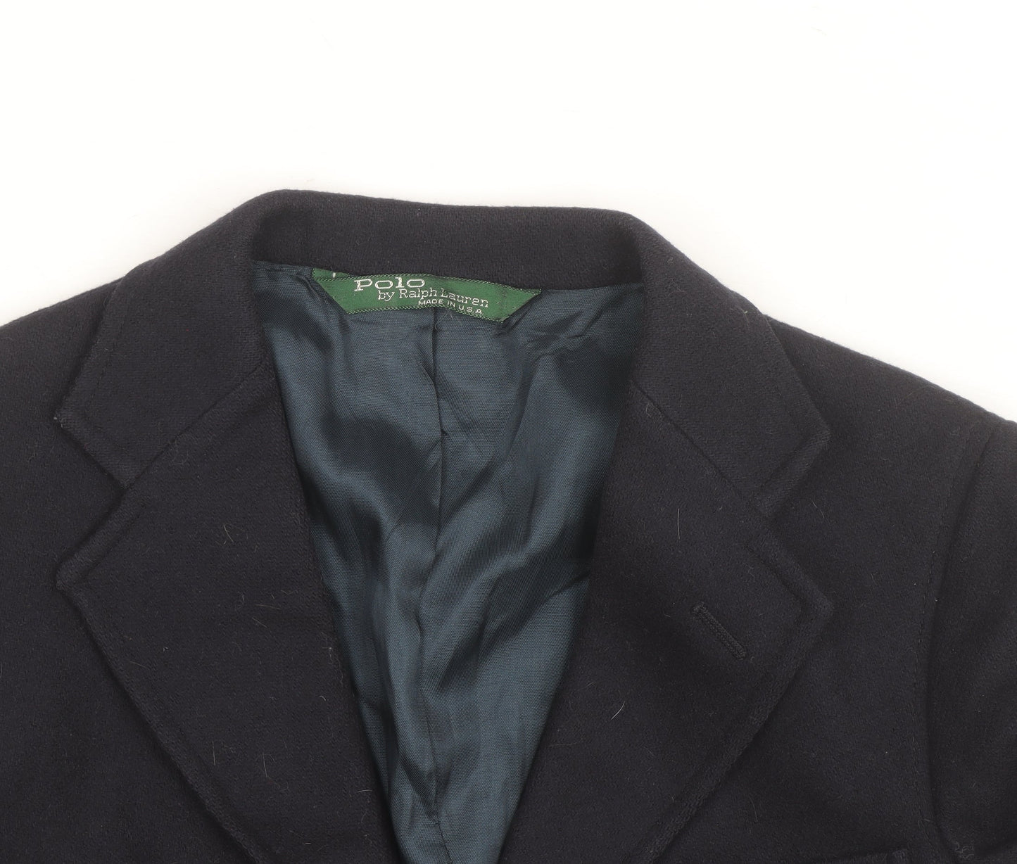 Ralph Lauren Women Blue Wool Blazer Size 10 Classic Single-Breasted Jacket