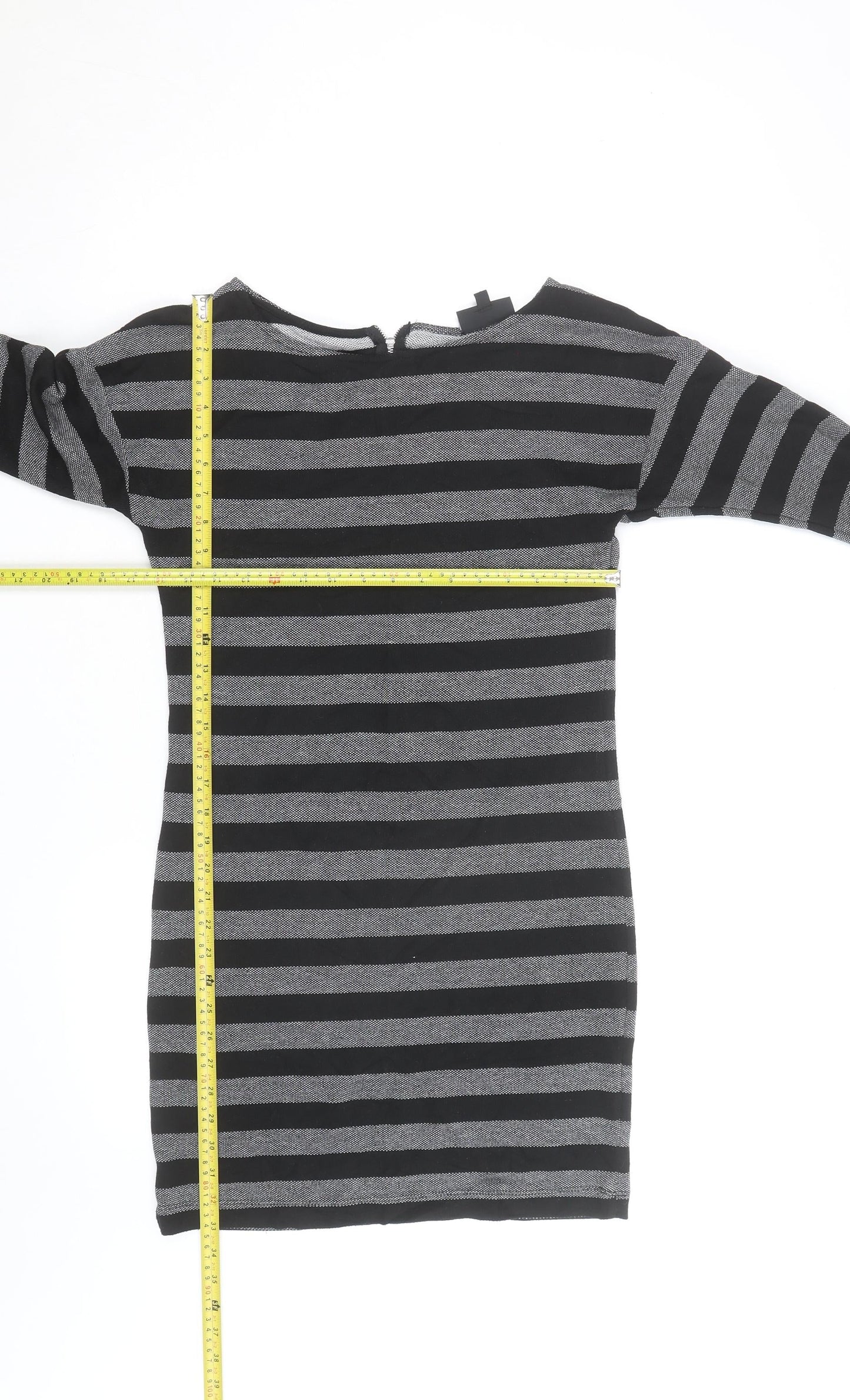 Warehouse Women’s Black Striped Bodycon Knit Dress Size 10