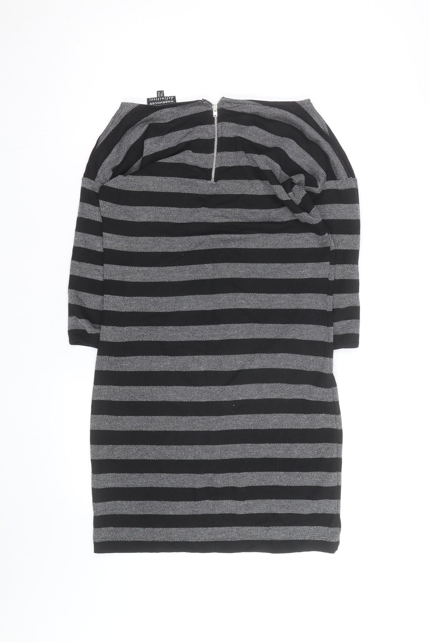 Warehouse Women’s Black Striped Bodycon Knit Dress Size 10