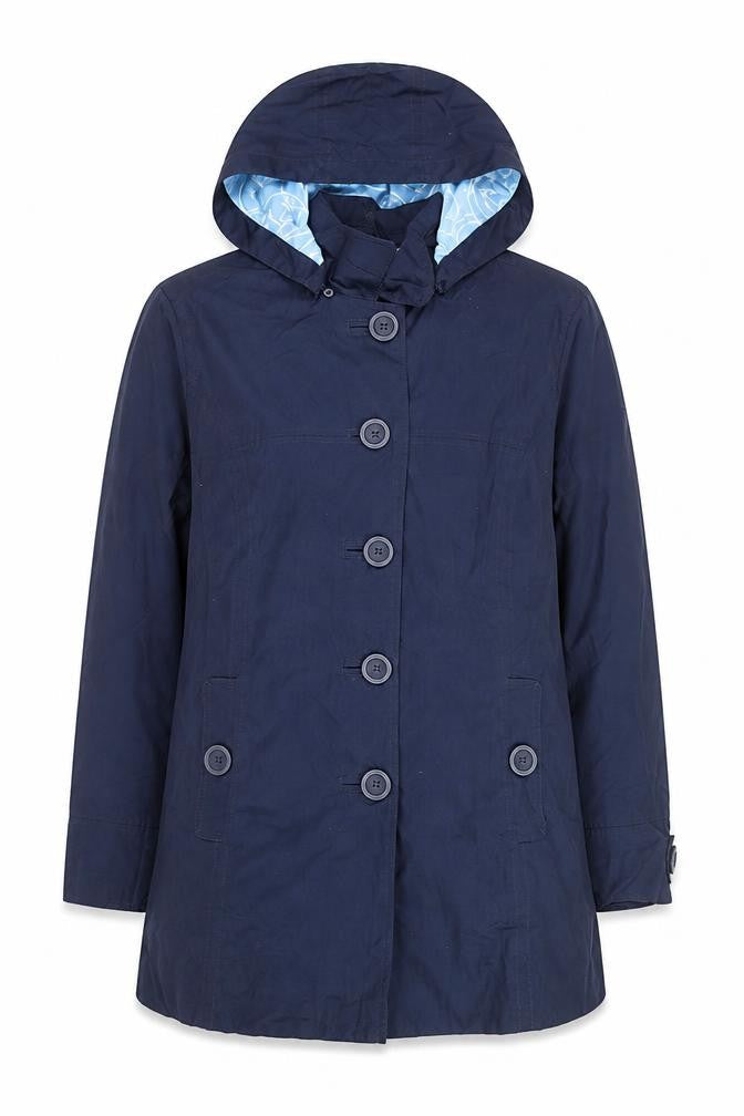 L.L. Bean Men's Blue Hooded Rain Coat Size L Cotton Nylon Waterproof