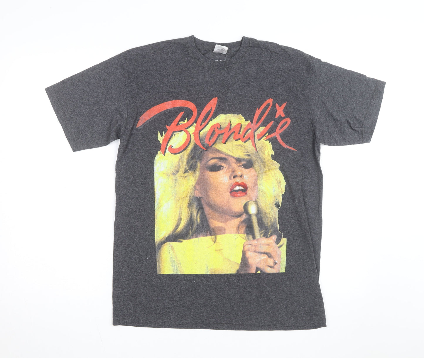 Fruit of the Loom Mens Grey Blondie Band Graphic T-Shirt Size 14-15 Years
