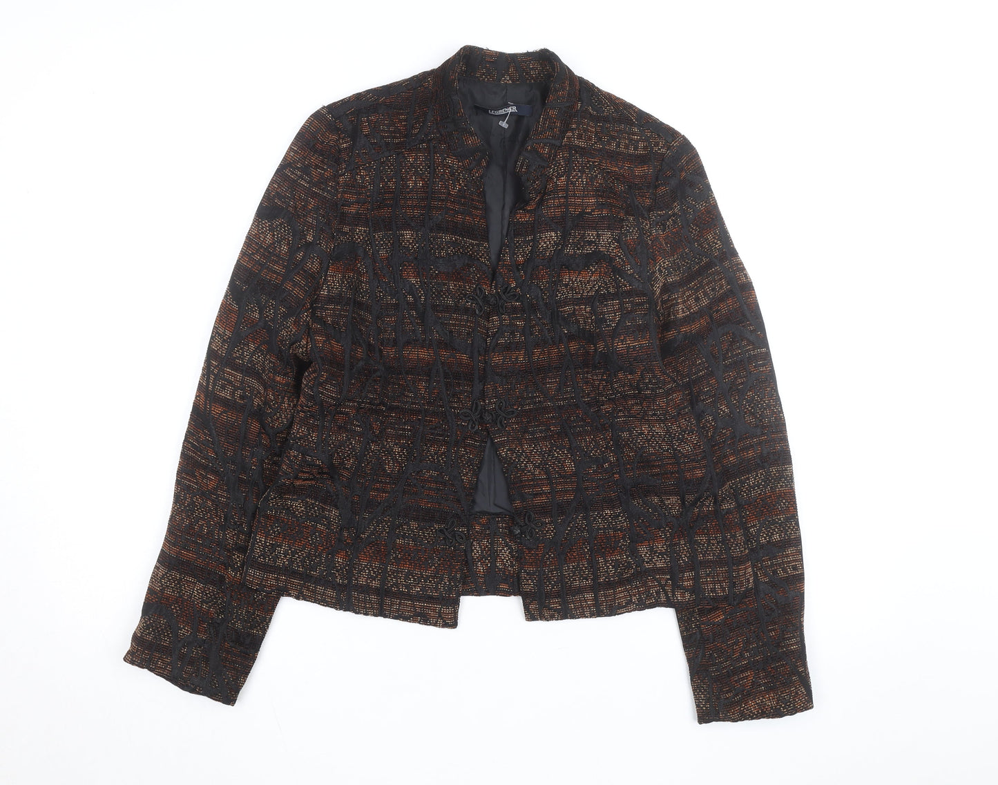 Legrener Women's Brown Geometric Tweed Blazer Size 12