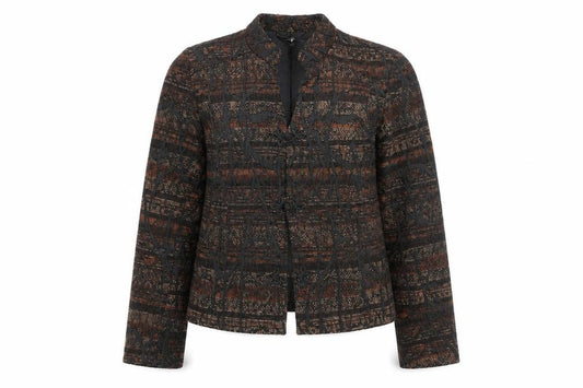 Legrener Women's Brown Geometric Tweed Blazer Size 12