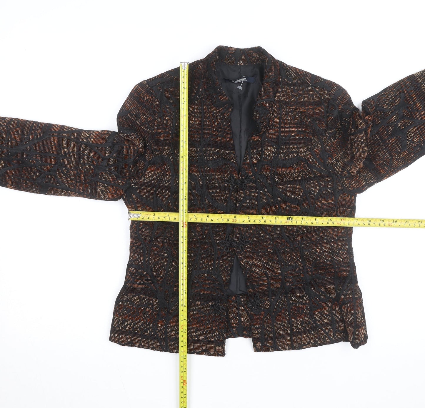 Legrener Women's Brown Geometric Tweed Blazer Size 12