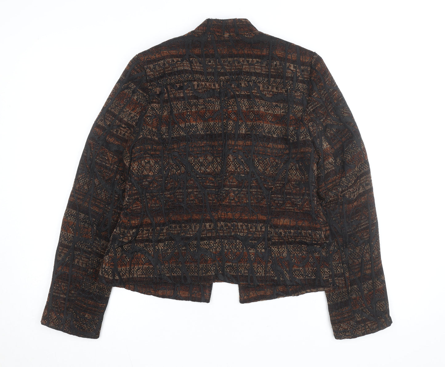 Legrener Women's Brown Geometric Tweed Blazer Size 12