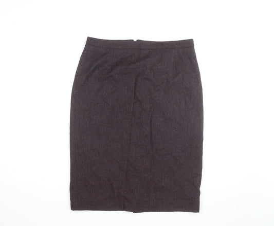 Jigsaw Women Brown Wool Pencil Skirt UK 12 Workwear Knee Length