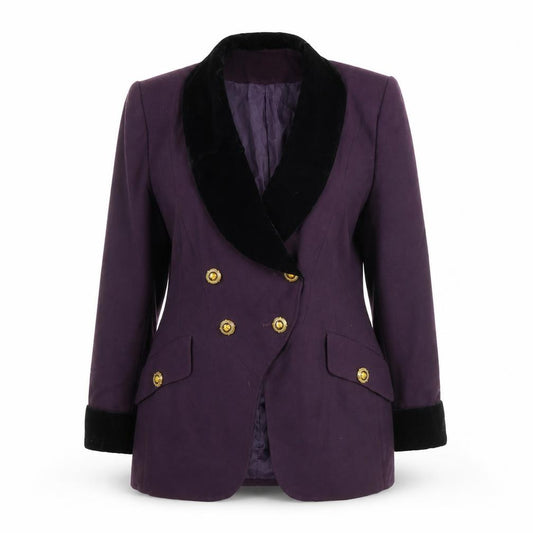 Pursuits Womens Purple Velvet Collar Blazer Jacket Size 12