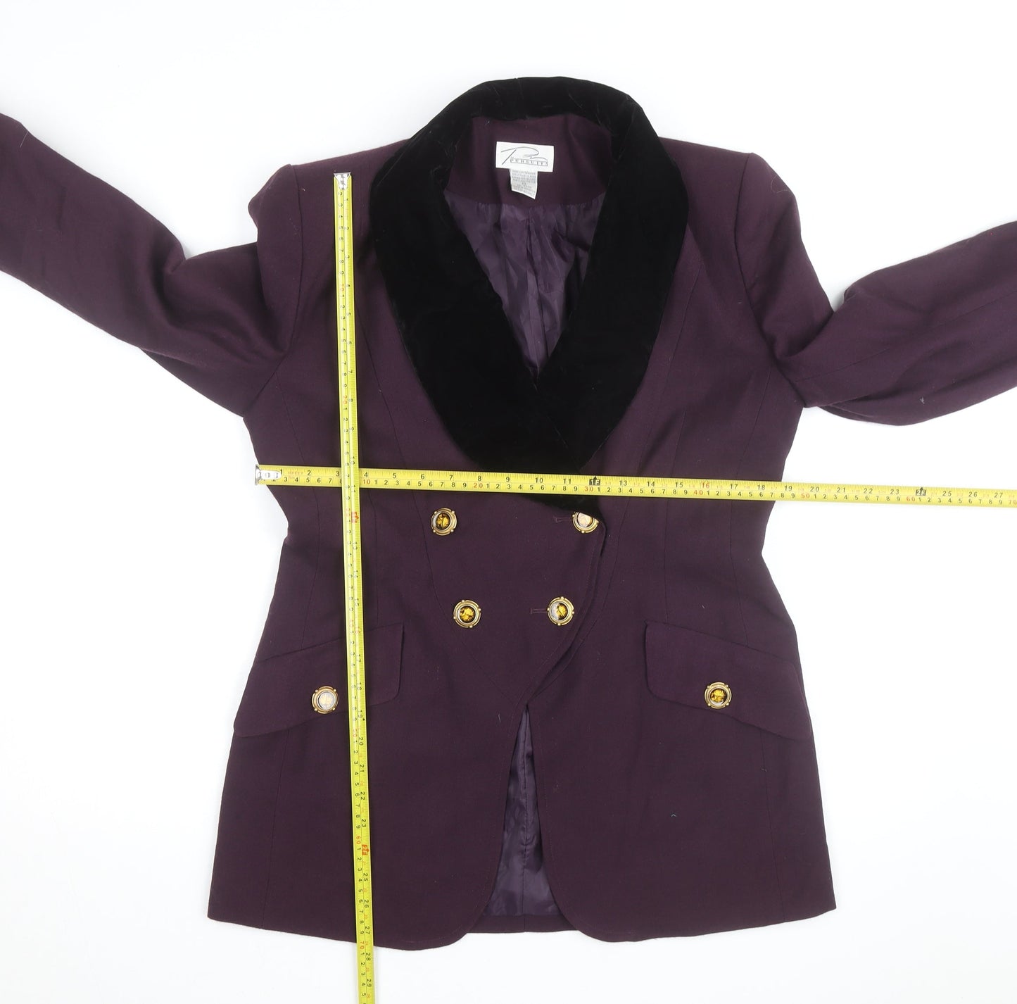 Pursuits Womens Purple Velvet Collar Blazer Jacket Size 12