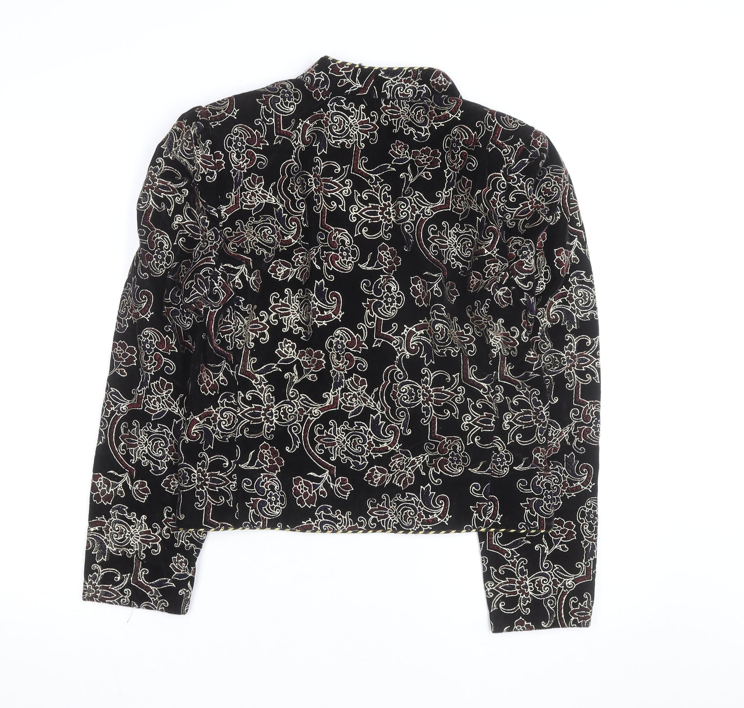 IN GROUP LTD Women's Black Velvet Embroidered Blazer Size 10