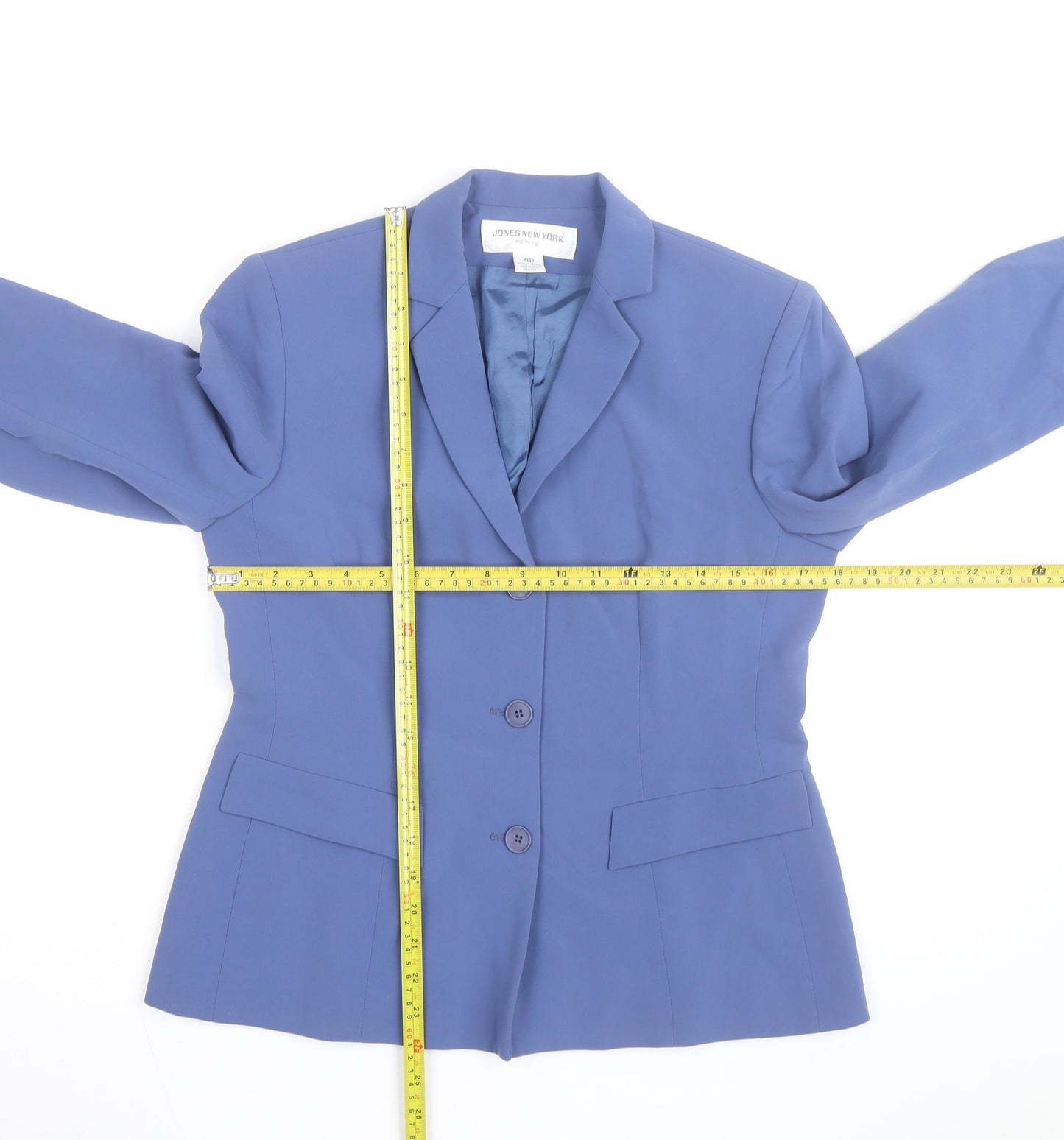 Jones New York Women Blue Petite 4P Classic Blazer Jacket
