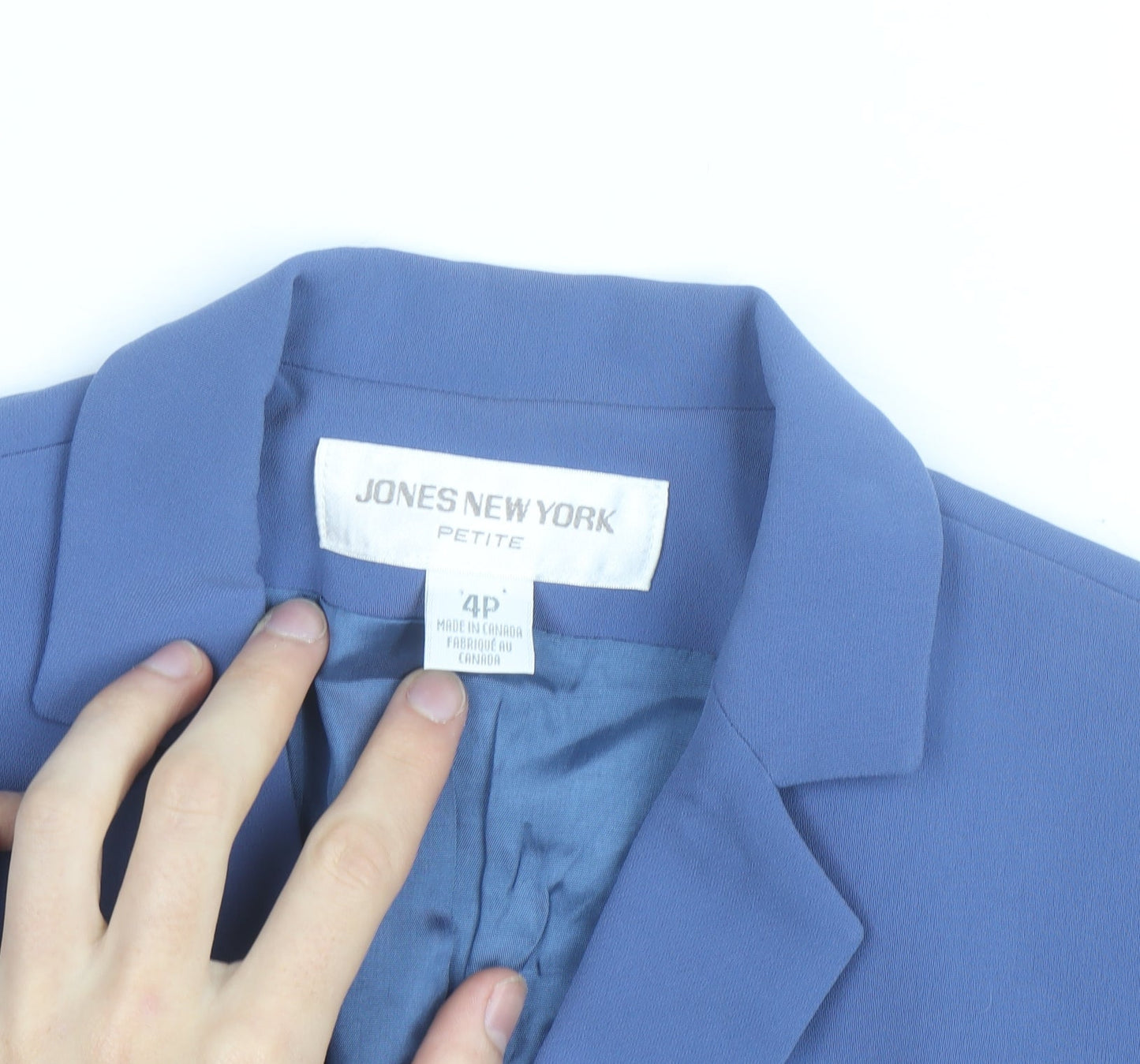 Jones New York Women Blue Petite 4P Classic Blazer Jacket