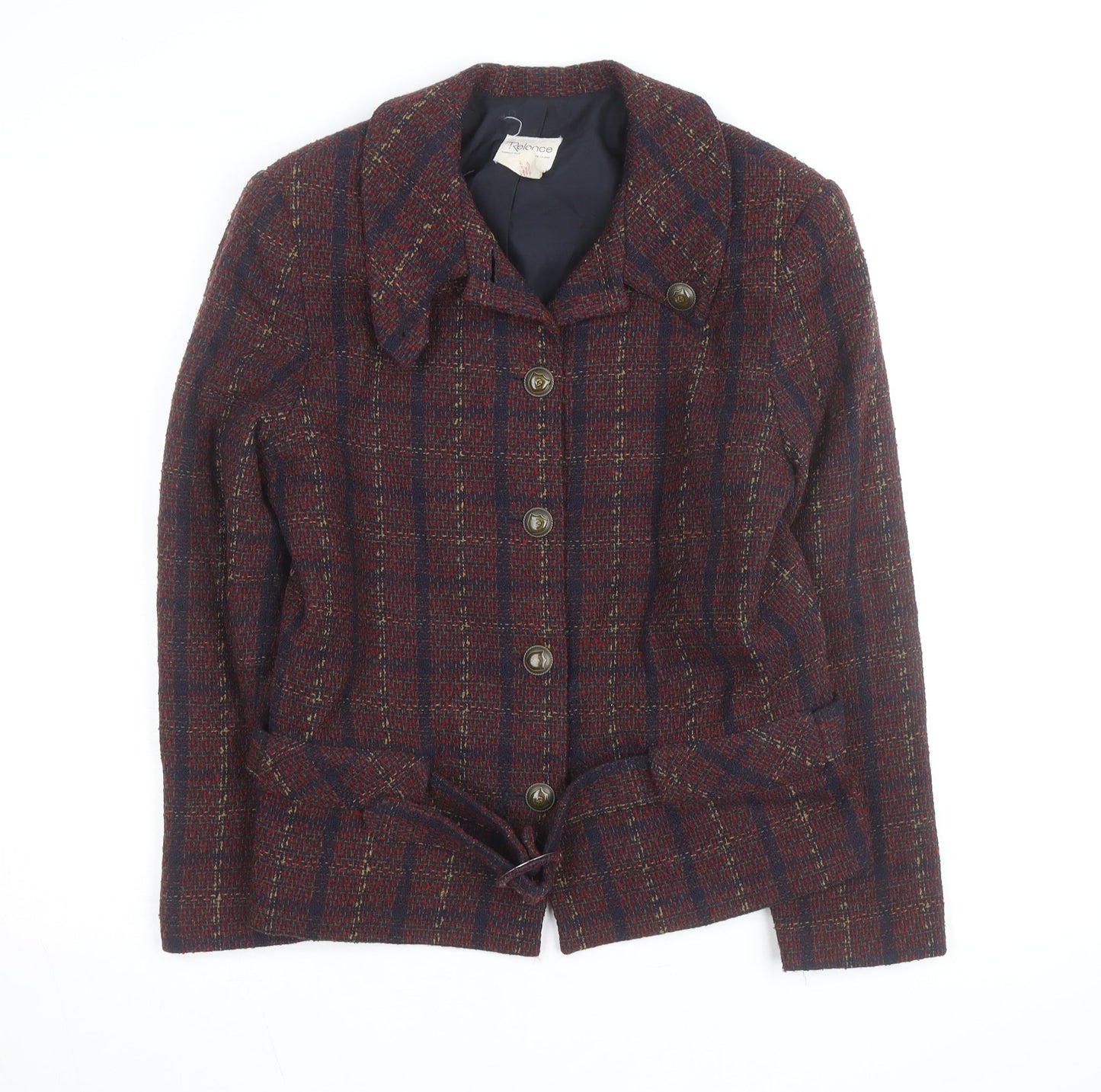 Relance Womens Multicoloured Wool Blend Tweed Blazer Jacket Size Regular