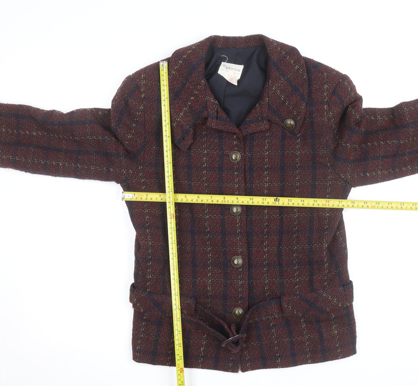Relance Womens Multicoloured Wool Blend Tweed Blazer Jacket Size Regular