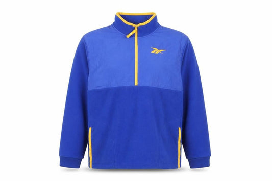 Reebok Men’s Blue 1/4 Zip Fleece Sweatshirt XL High Neck