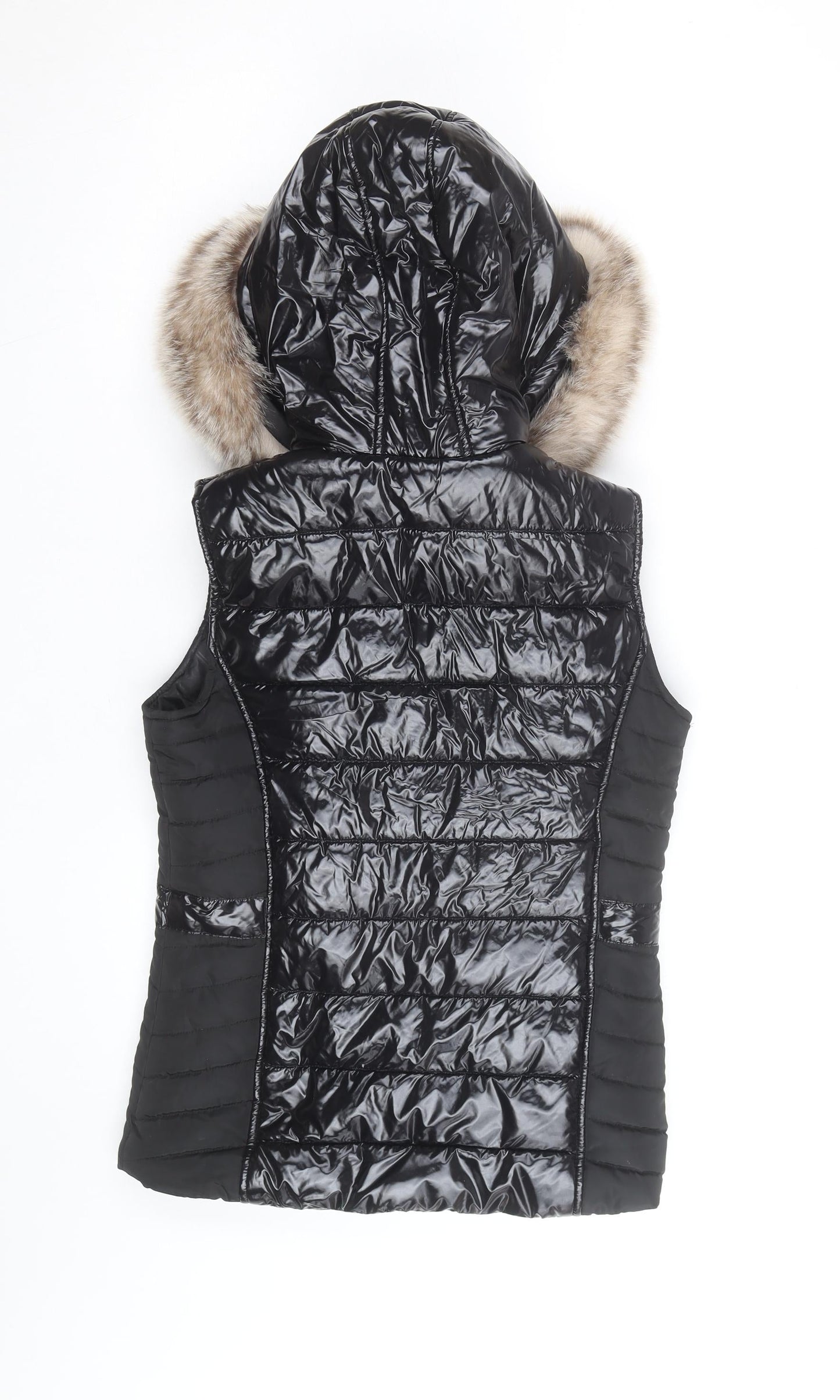 River Island Girls Black Faux Fur Hooded Puffer Gilet 11-12 Years