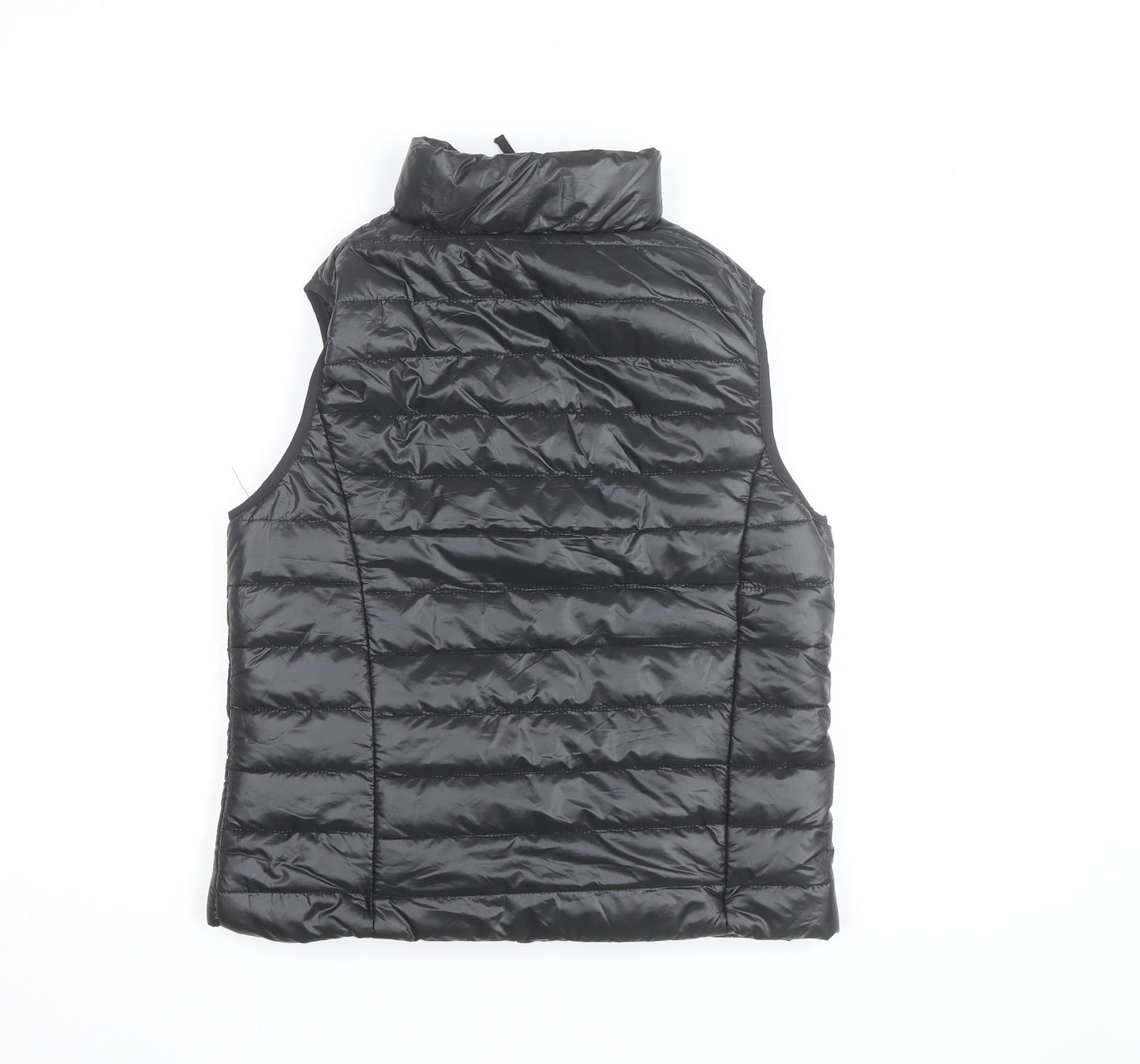 Boohoo Women’s Black Puffer Waistcoat Gilet Size 8 Quilted Zip