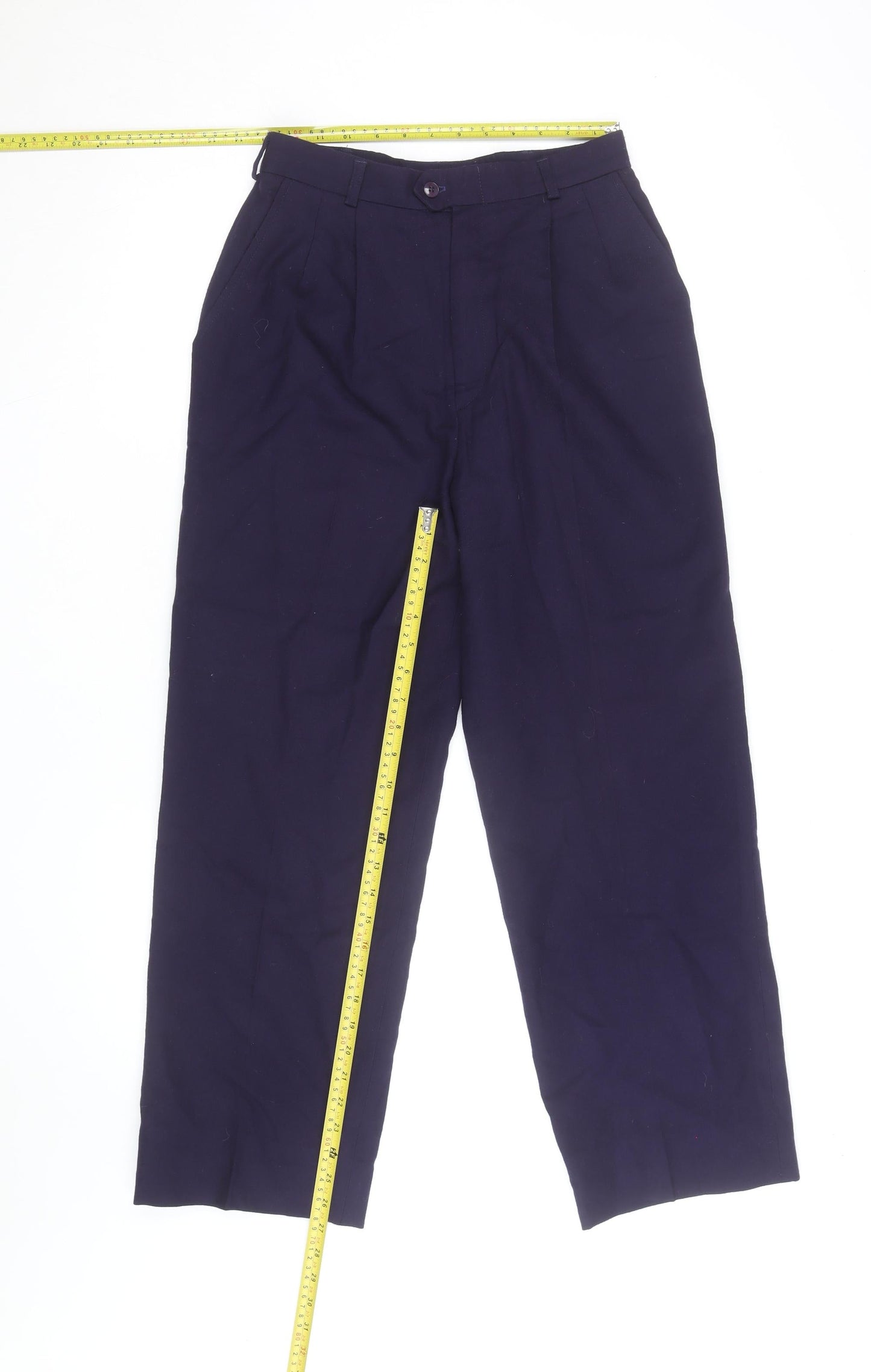 David Brooks Ltd Women’s Blue Wool Pleated Classic Trousers Size 10