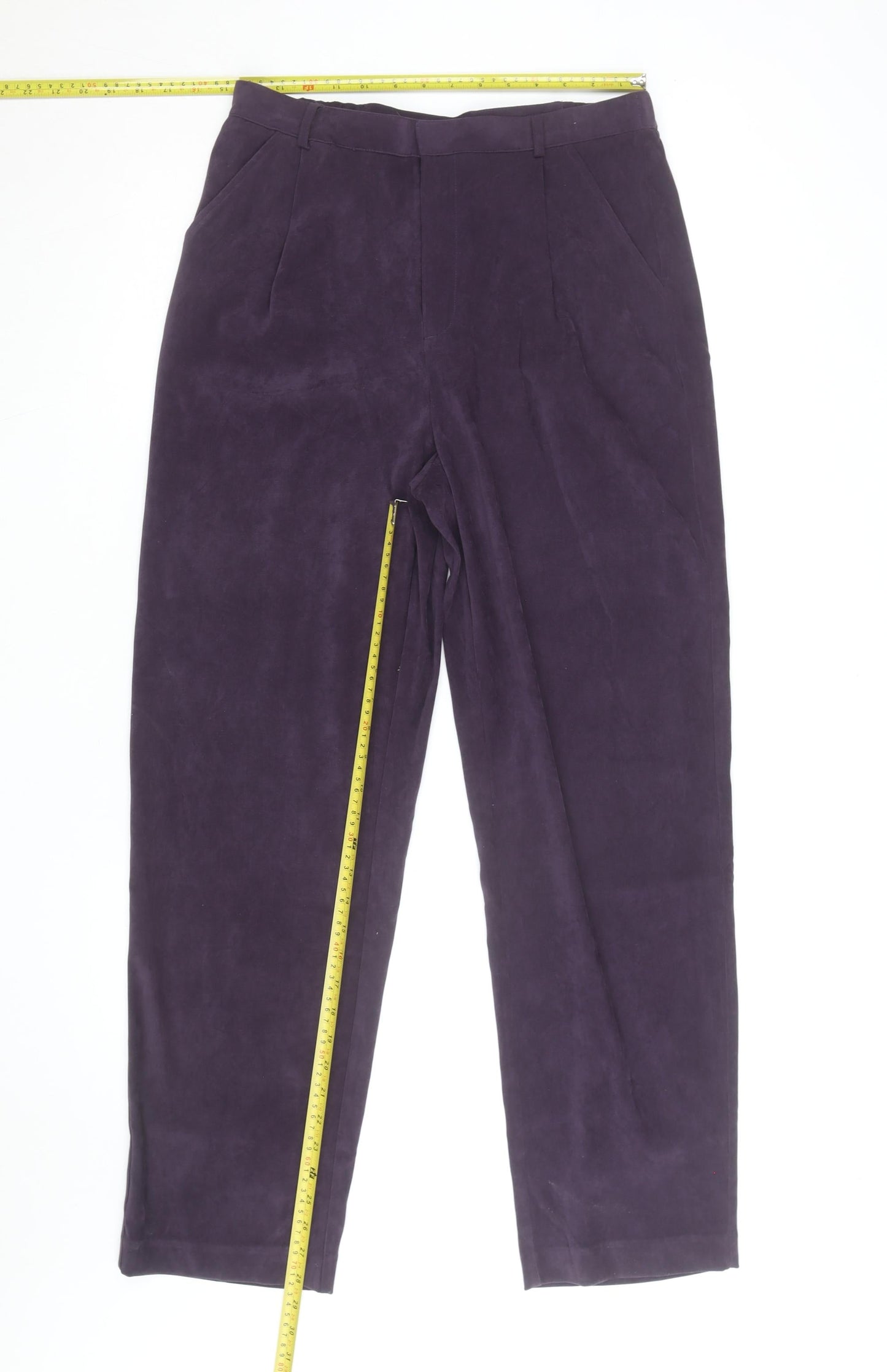 Elaine Women's Purple Velvet Straight Trousers Size 16 Lined