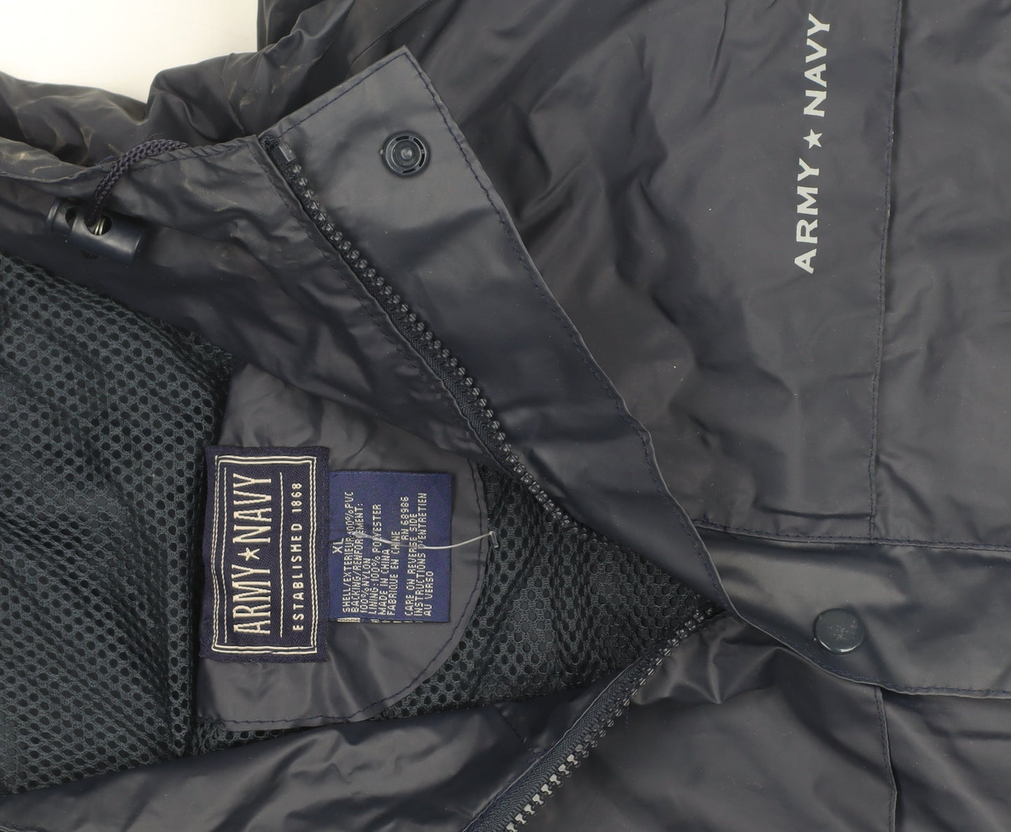 Army & Navy Mens Blue XL Waterproof Hooded Rain Jacket