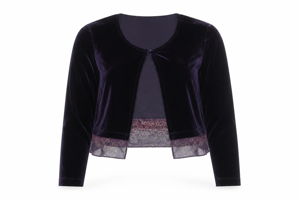 Carole Little Women's Petite Purple Velvet Cardigan Size 10