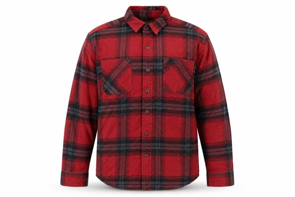 C.E. Schmidt Men's Red Plaid Flannel Cotton Button-Up Work Shirt L
