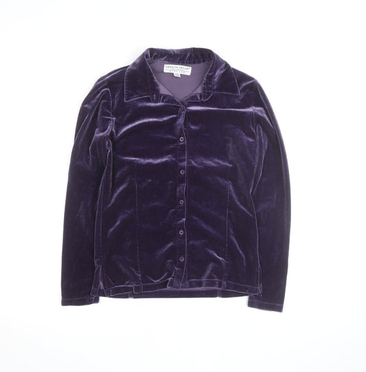 Carolyn Taylor Womens Purple Velvet Button Cardigan Size S