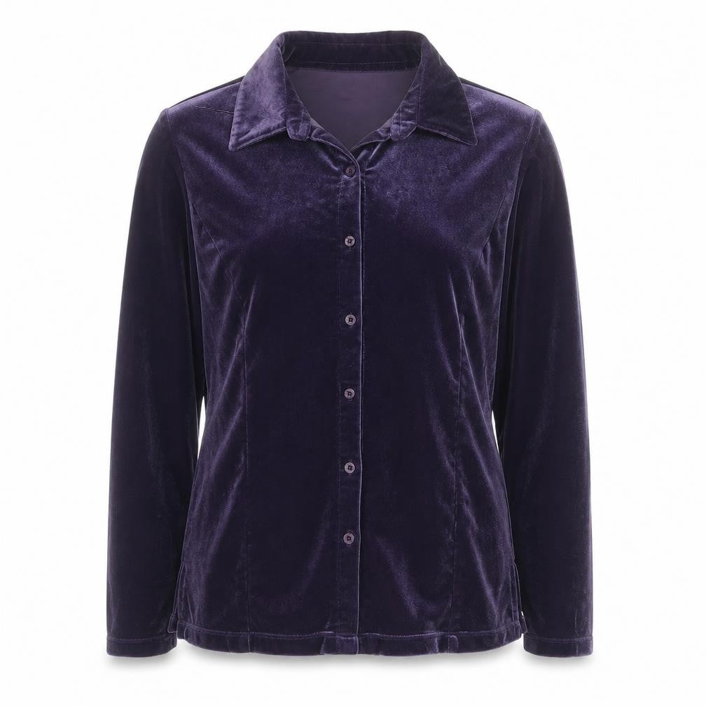 Carolyn Taylor Womens Purple Velvet Button Cardigan Size S