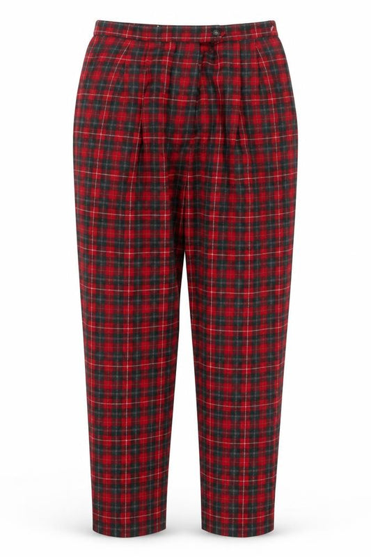 Talbots Women Red Plaid Wool Tapered Trousers Size 14 Petite