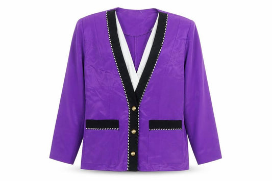 Andrea Gayle Women’s Purple Black Trim Blazer Jacket Size 8 Petite