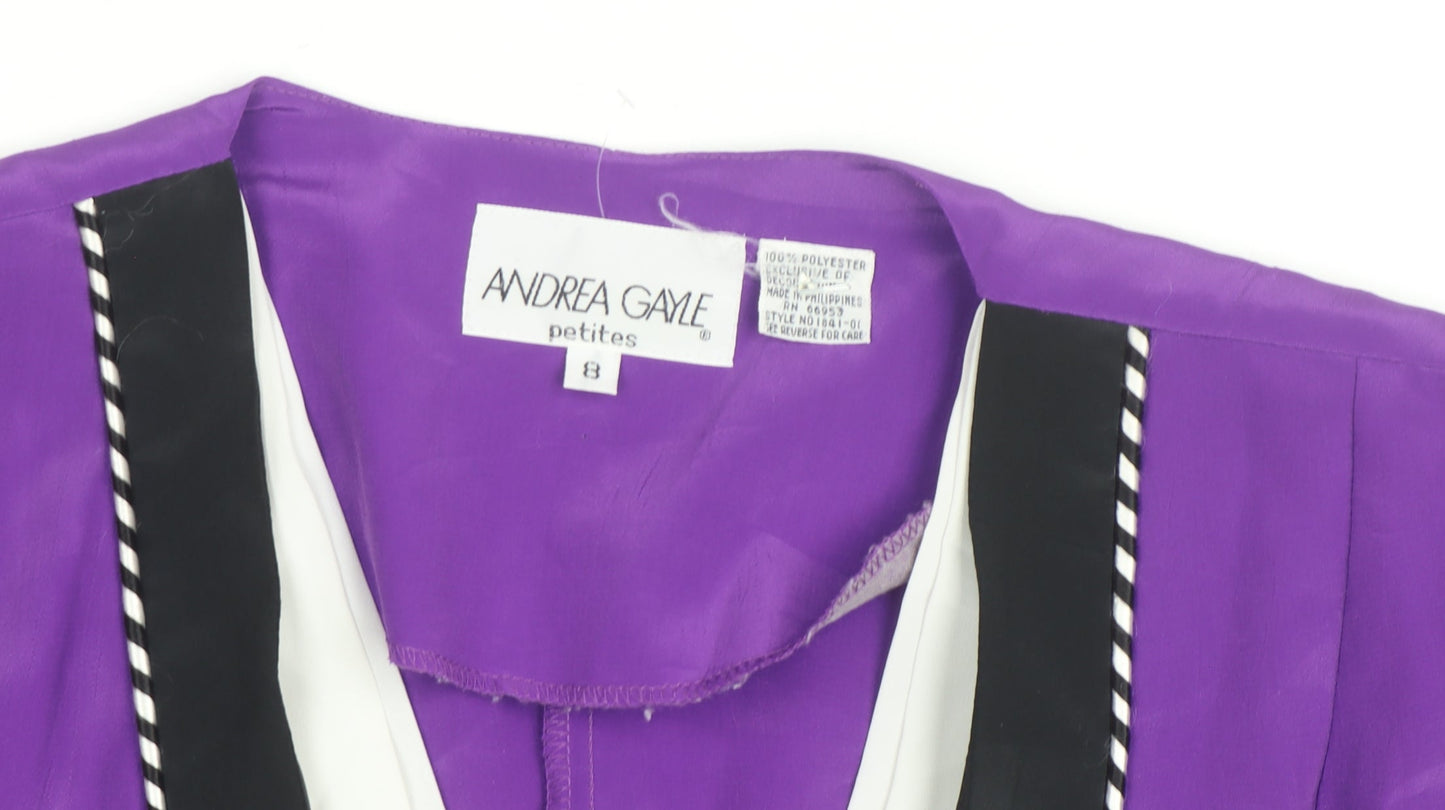 Andrea Gayle Women’s Purple Black Trim Blazer Jacket Size 8 Petite