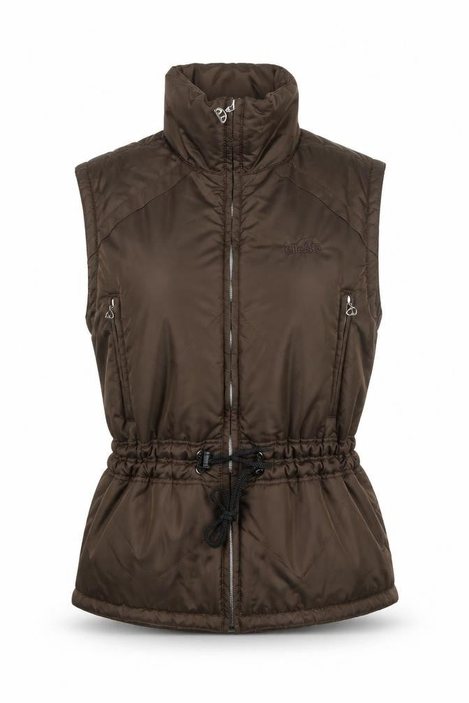 Ellesse Womens Brown Puffer Waistcoat Size 10 Sleeveless Zip Vest