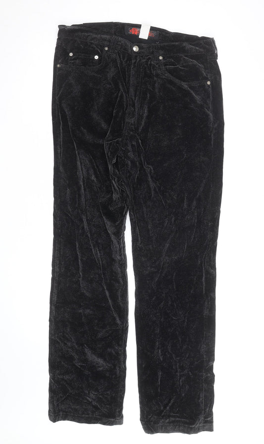 Epidemic Men's Black Velvet Straight-Leg Trousers Size 34