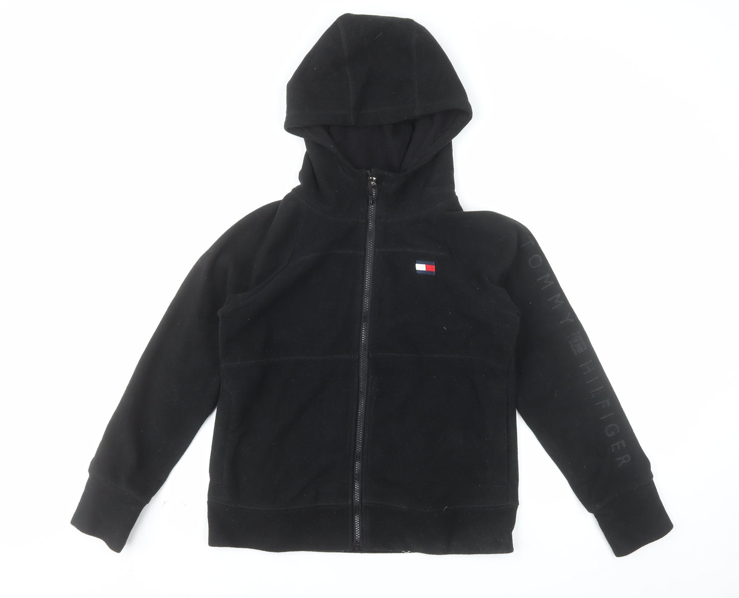 Tommy Hilfiger Women Black XS Full Zip Hoodie Fleece Sporty Warm