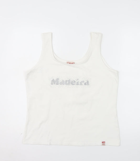 Rose Women's White 2XL Cotton Stretch Madeira Tank Top