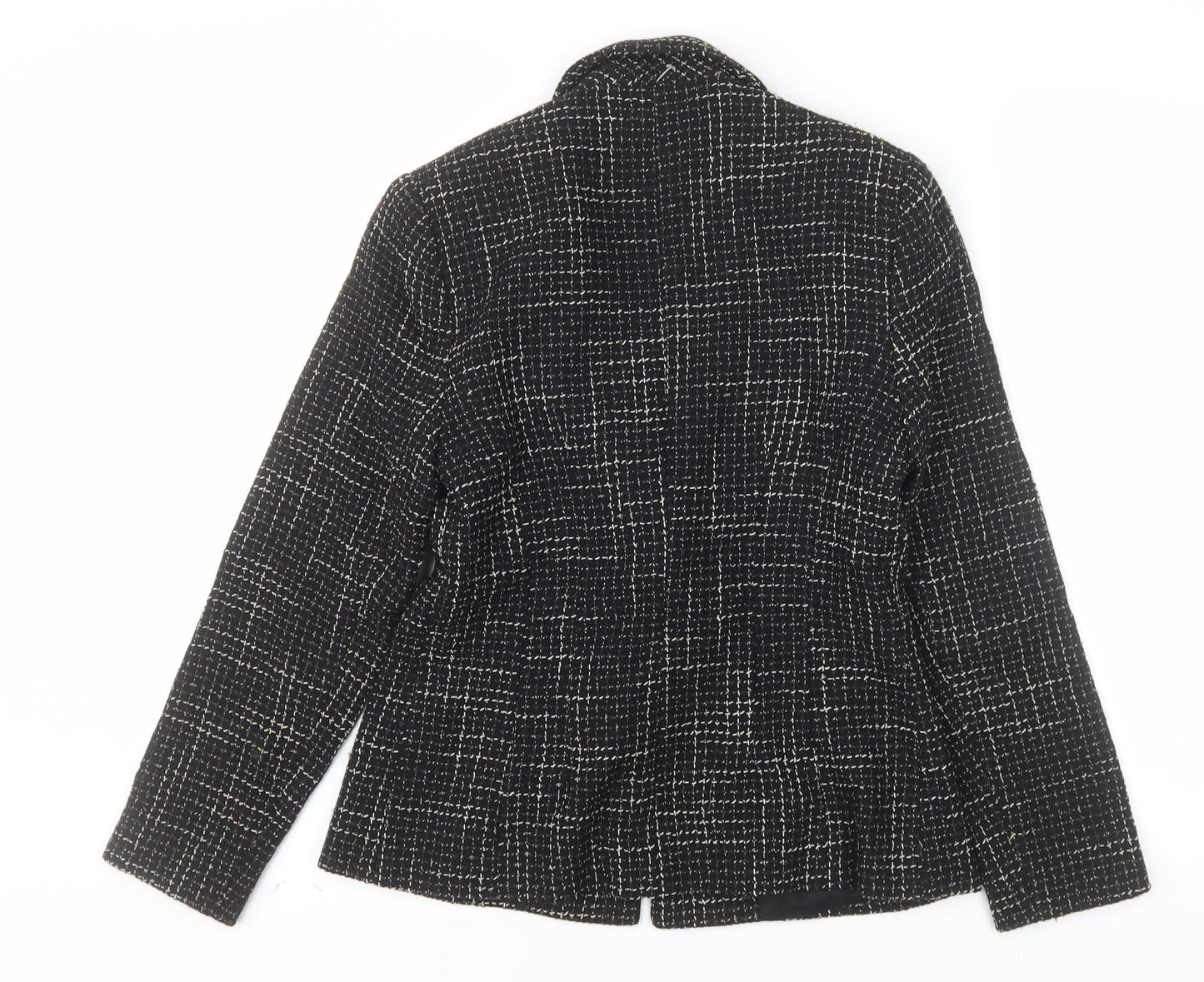 Louben Laura Petites Black Tweed Wool Blend Single-Breasted Blazer Size 6P