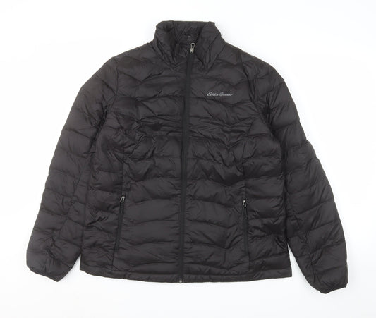 Eddie Bauer Women's Black Puffer Jacket Size L Lightweight Down