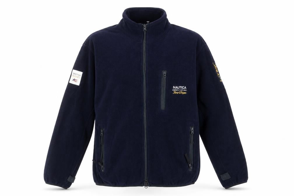 Nautica Men's Blue Fleece Full Zip Jacket Size S Embroidered Nautical Style