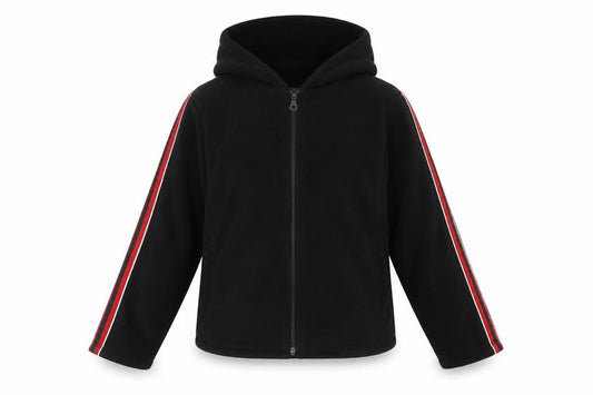 Traffic Women Black Full Zip Hooded Sweatshirt L Polyester