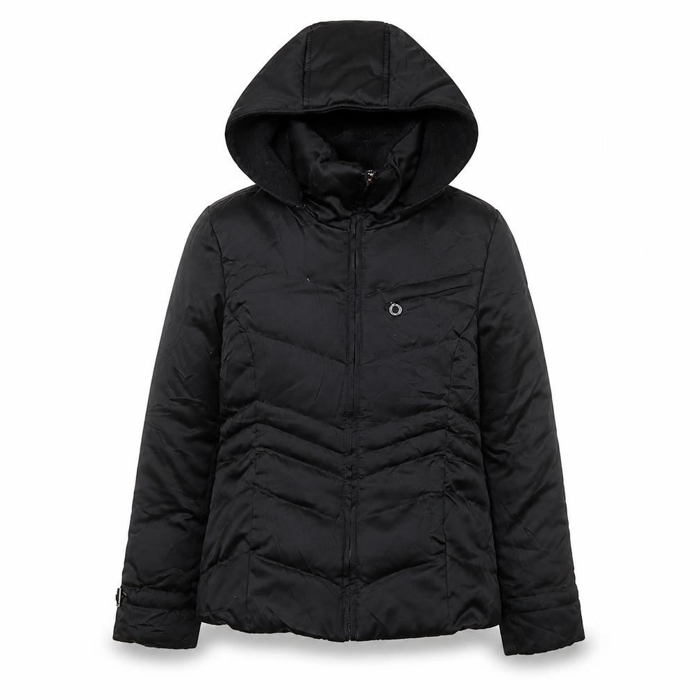DKNY Womens Black S Hooded Puffer Jacket Winter Coat