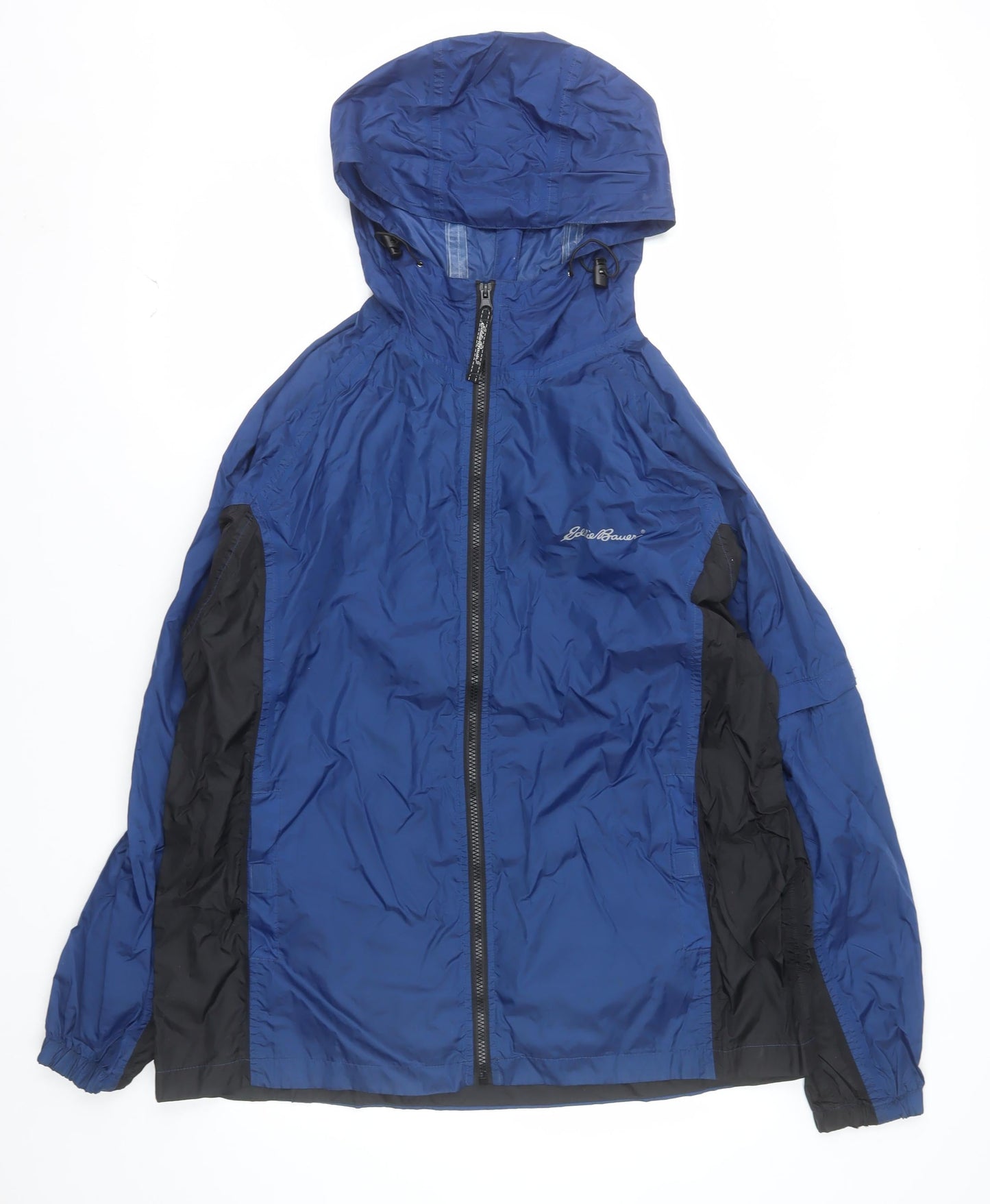 Eddie Bauer Men's Blue M Windbreaker Jacket Hooded Nylon Outdoor